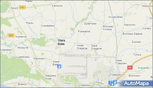 mapa Nowe Draganie, Nowe Draganie na mapie Targeo