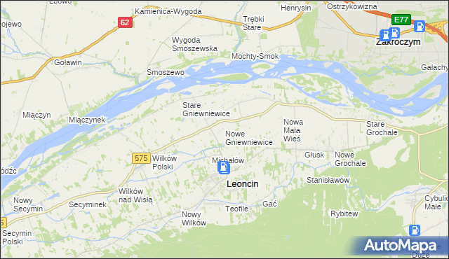 mapa Nowe Gniewniewice, Nowe Gniewniewice na mapie Targeo