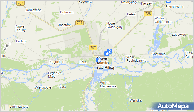 mapa Nowe Miasto nad Pilicą, Nowe Miasto nad Pilicą na mapie Targeo