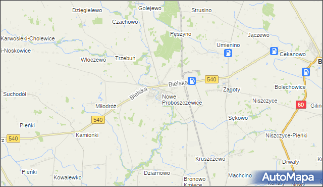 mapa Nowe Proboszczewice, Nowe Proboszczewice na mapie Targeo