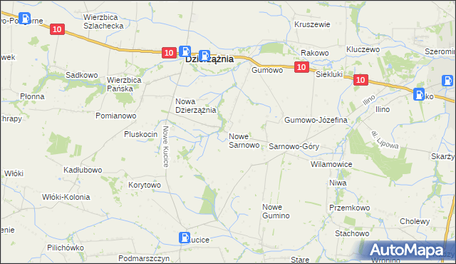 mapa Nowe Sarnowo, Nowe Sarnowo na mapie Targeo