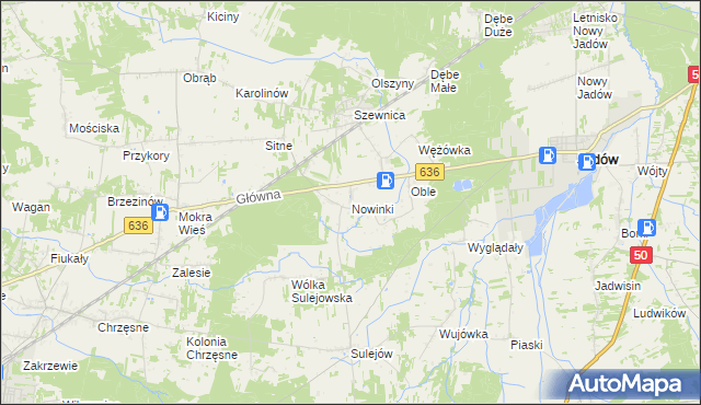 mapa Nowinki gmina Jadów, Nowinki gmina Jadów na mapie Targeo