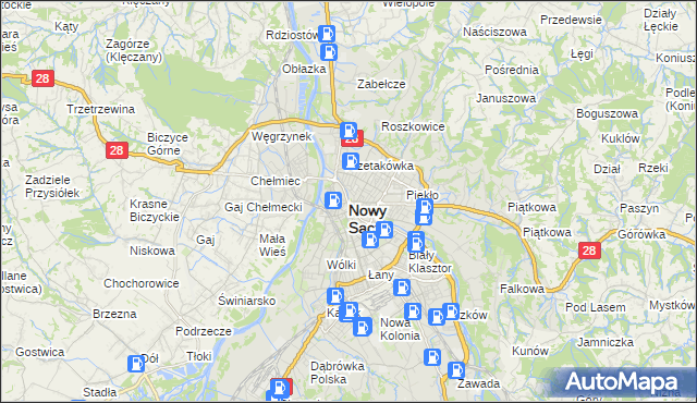 mapa Nowego Sącza, Nowy Sącz na mapie Targeo