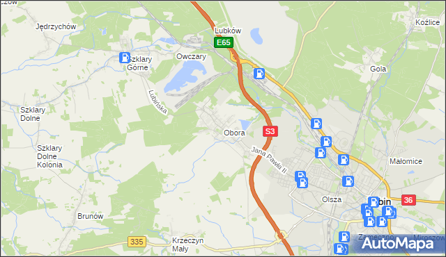 mapa Obora gmina Lubin, Obora gmina Lubin na mapie Targeo