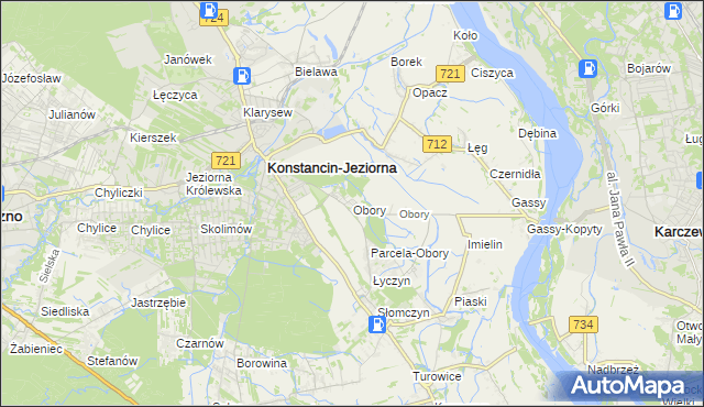 mapa Obory gmina Konstancin-Jeziorna, Obory gmina Konstancin-Jeziorna na mapie Targeo