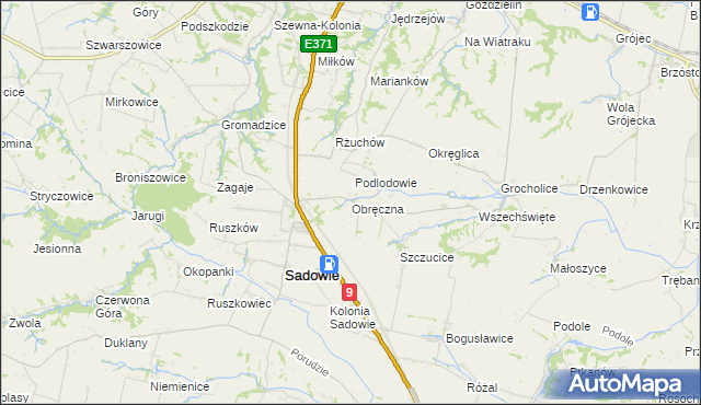 mapa Obręczna, Obręczna na mapie Targeo
