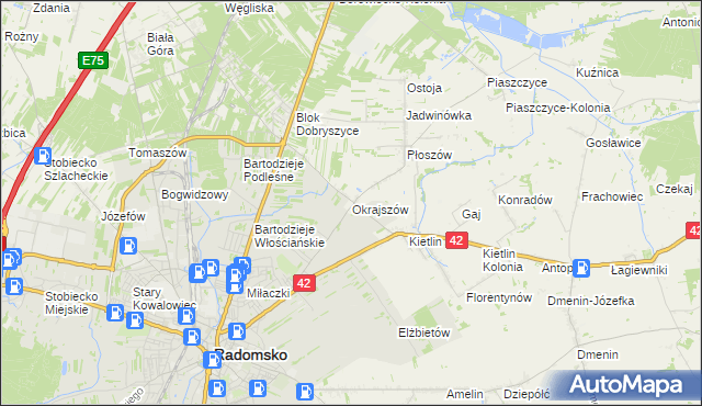 mapa Okrajszów, Okrajszów na mapie Targeo