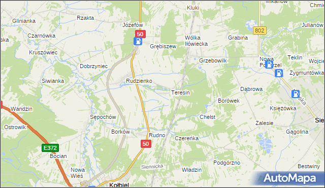 mapa Oleksin gmina Kołbiel, Oleksin gmina Kołbiel na mapie Targeo