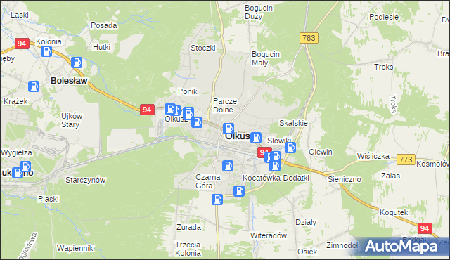 mapa Olkusz, Olkusz na mapie Targeo