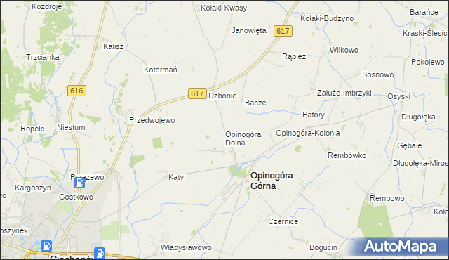 mapa Opinogóra Dolna, Opinogóra Dolna na mapie Targeo