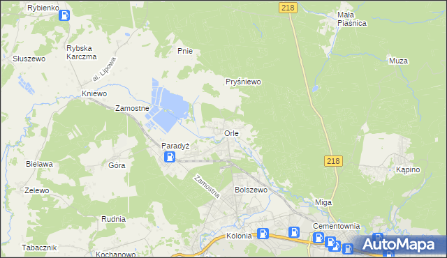mapa Orle gmina Wejherowo, Orle gmina Wejherowo na mapie Targeo