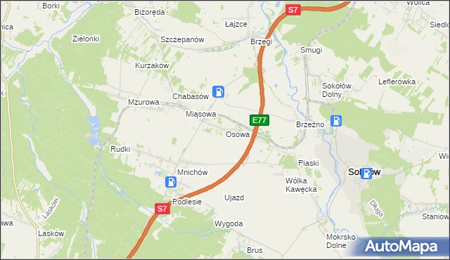 mapa Osowa gmina Sobków, Osowa gmina Sobków na mapie Targeo
