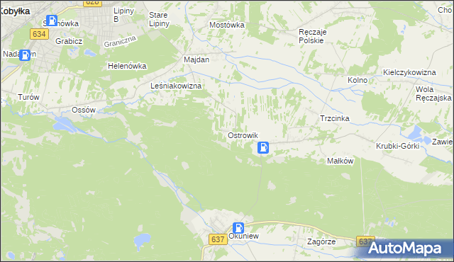 mapa Ostrowik gmina Poświętne, Ostrowik gmina Poświętne na mapie Targeo