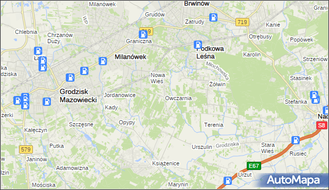 mapa Owczarnia gmina Brwinów, Owczarnia gmina Brwinów na mapie Targeo