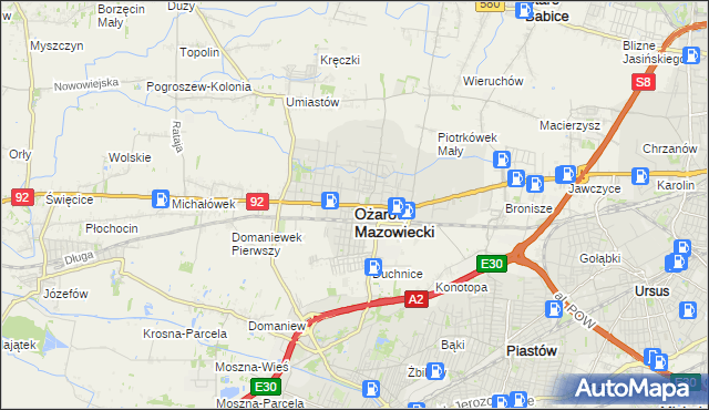 mapa Ożarów Mazowiecki, Ożarów Mazowiecki na mapie Targeo