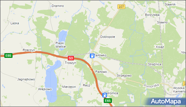 mapa Parłówko, Parłówko na mapie Targeo
