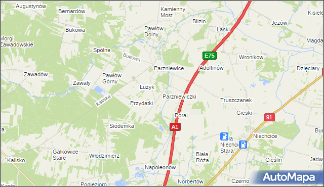 mapa Parzniewiczki, Parzniewiczki na mapie Targeo