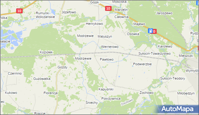 mapa Pawłowo gmina Sierpc, Pawłowo gmina Sierpc na mapie Targeo
