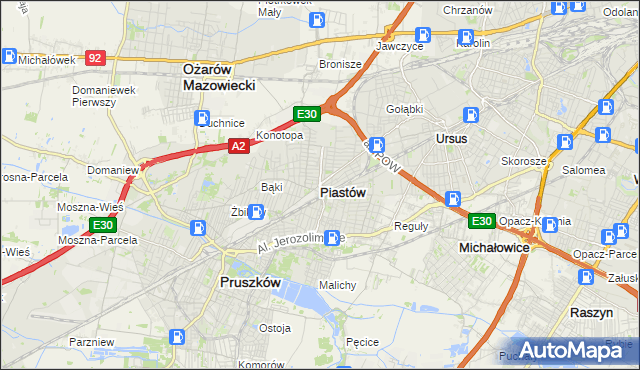 mapa Piastów powiat pruszkowski, Piastów powiat pruszkowski na mapie Targeo