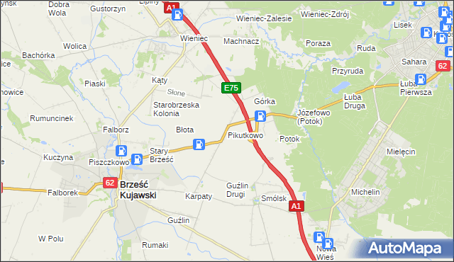 mapa Pikutkowo, Pikutkowo na mapie Targeo