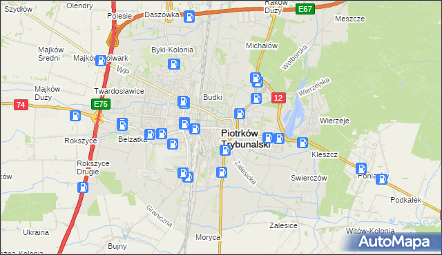 mapa Piotrków Trybunalski, Piotrków Trybunalski na mapie Targeo
