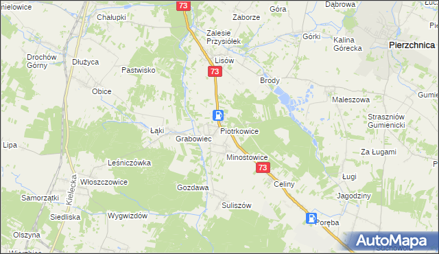 mapa Piotrkowice gmina Chmielnik, Piotrkowice gmina Chmielnik na mapie Targeo