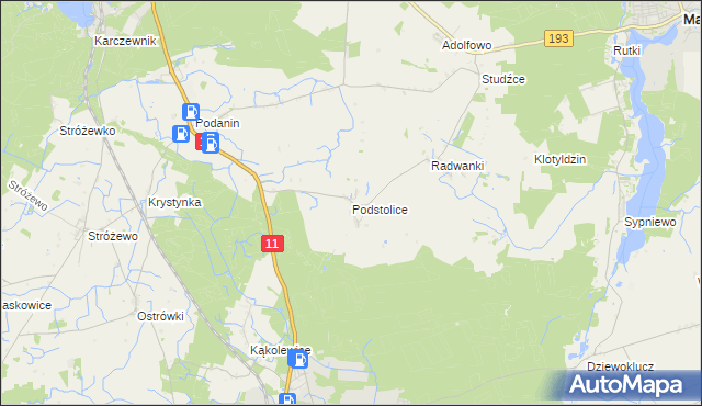 mapa Podstolice gmina Budzyń, Podstolice gmina Budzyń na mapie Targeo