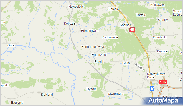 mapa Pogorzałki gmina Dobrzyniewo Duże, Pogorzałki gmina Dobrzyniewo Duże na mapie Targeo