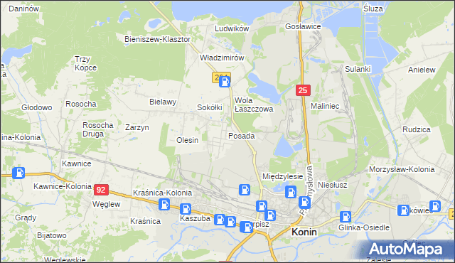 mapa Posada gmina Kazimierz Biskupi, Posada gmina Kazimierz Biskupi na mapie Targeo