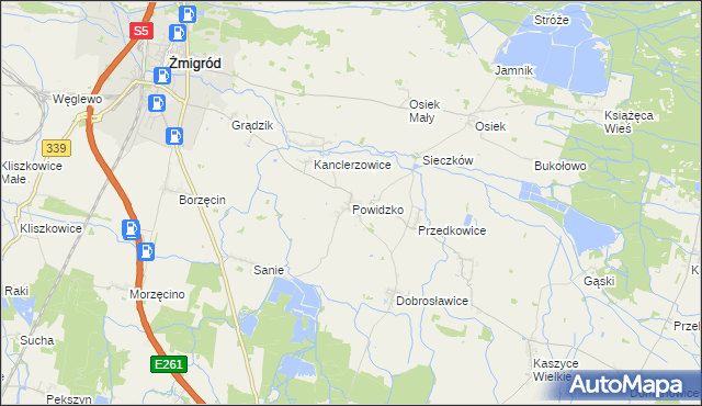 mapa Powidzko, Powidzko na mapie Targeo