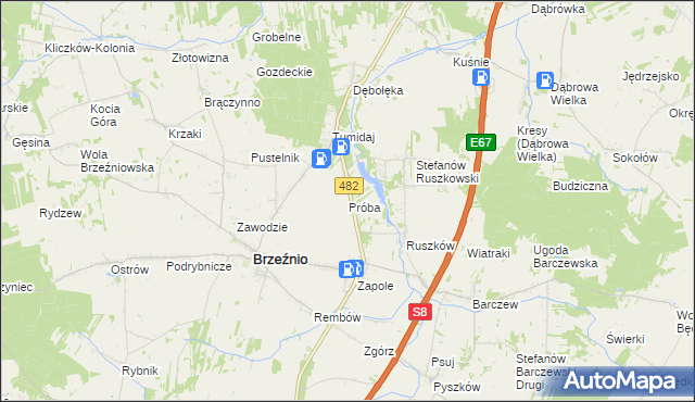 mapa Próba, Próba na mapie Targeo