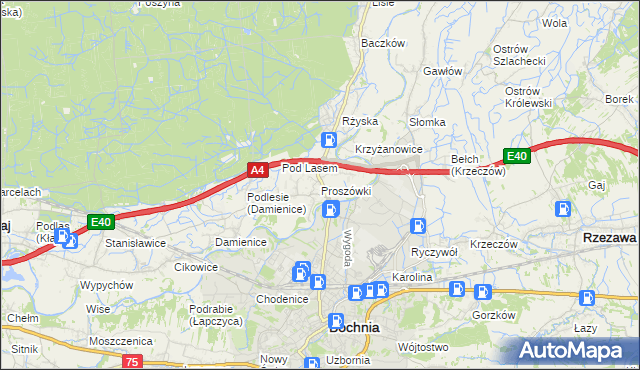 mapa Proszówki, Proszówki na mapie Targeo