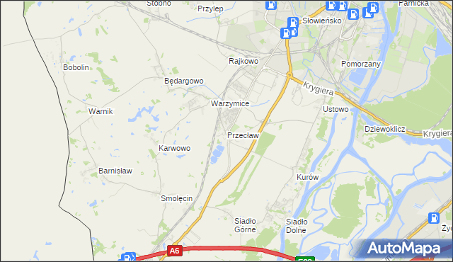 mapa Przecław gmina Kołbaskowo, Przecław gmina Kołbaskowo na mapie Targeo