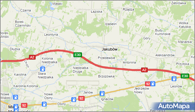 mapa Przedewsie gmina Jakubów, Przedewsie gmina Jakubów na mapie Targeo