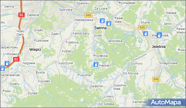mapa Przyłęków, Przyłęków na mapie Targeo