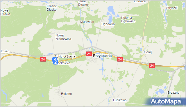 mapa Przytoczna, Przytoczna na mapie Targeo