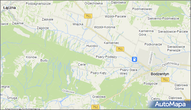 mapa Psary-Podłazy, Psary-Podłazy na mapie Targeo