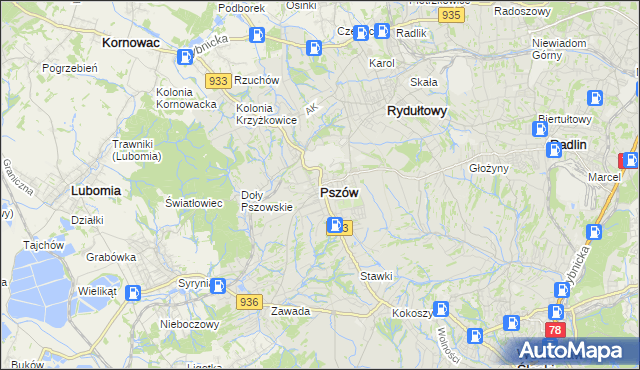 mapa Pszów, Pszów na mapie Targeo