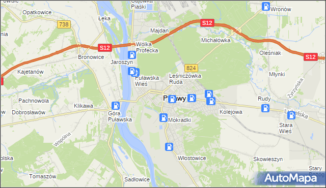 mapa Puław, Puławy na mapie Targeo