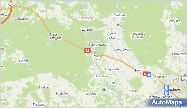 mapa Puste Łąki, Puste Łąki na mapie Targeo