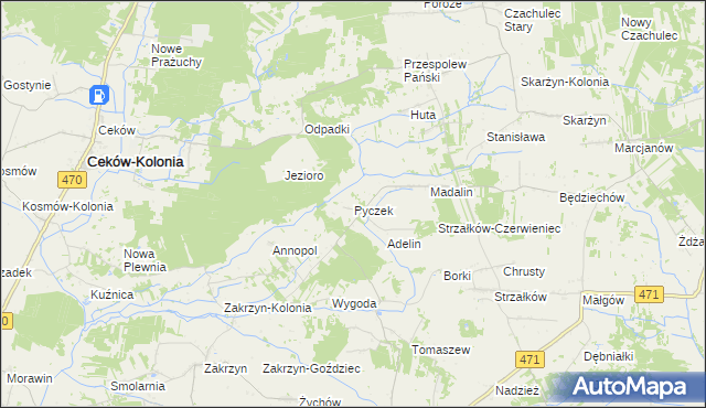 mapa Pyczek, Pyczek na mapie Targeo