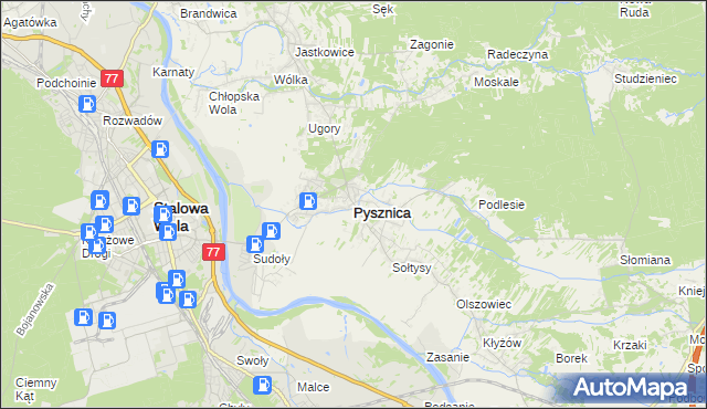 mapa Pysznica, Pysznica na mapie Targeo