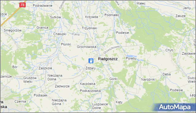 mapa Radgoszcz powiat dąbrowski, Radgoszcz powiat dąbrowski na mapie Targeo