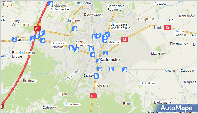 mapa Radomsko, Radomsko na mapie Targeo