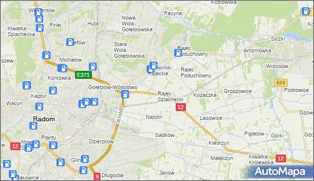 mapa Rajec Szlachecki, Rajec Szlachecki na mapie Targeo