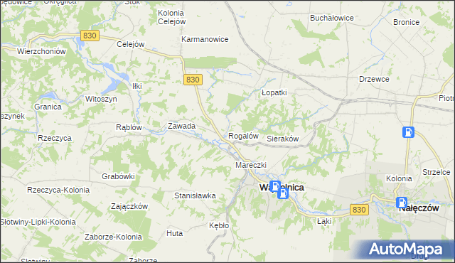 mapa Rogalów gmina Wąwolnica, Rogalów gmina Wąwolnica na mapie Targeo