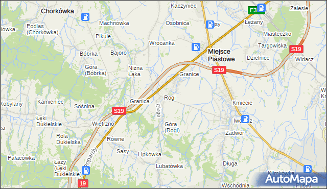 mapa Rogi gmina Miejsce Piastowe, Rogi gmina Miejsce Piastowe na mapie Targeo