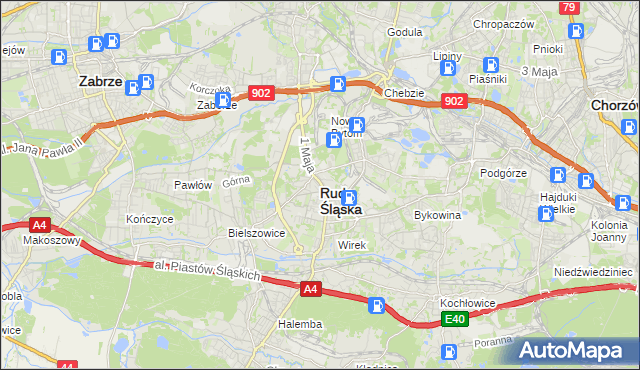 mapa Rudy Śląskiej, Ruda Śląska na mapie Targeo