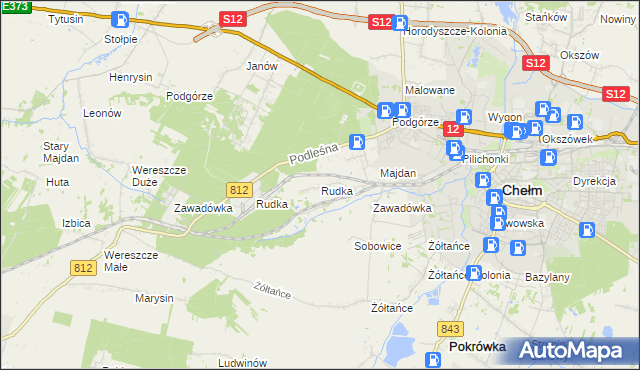 mapa Rudka gmina Chełm, Rudka gmina Chełm na mapie Targeo