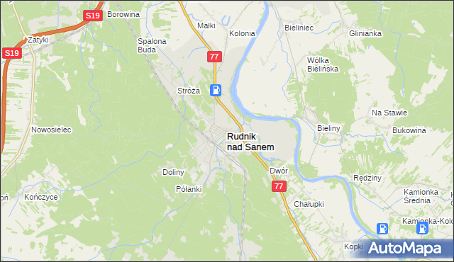 mapa Rudnik nad Sanem, Rudnik nad Sanem na mapie Targeo